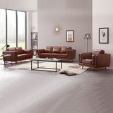 NNEDSZ Sofa Brown Leather Lounge Set for Living Room Couch with Wooden Frame
