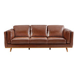 NNEDSZ Sofa Brown Leather Lounge Set for Living Room Couch with Wooden Frame
