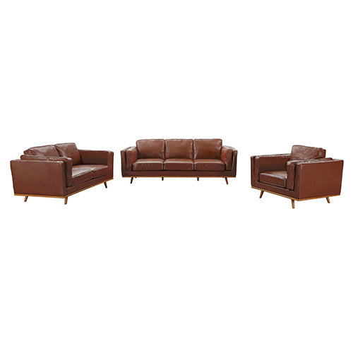 NNEDSZ Seater Sofa Brown Leather Lounge Set for Living Room Couch with Wooden Frame