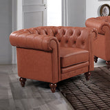 NNEDSZ Seater Brown Sofa Armchair for Lounge Chesterfireld Style Button Tufted in Faux Leather