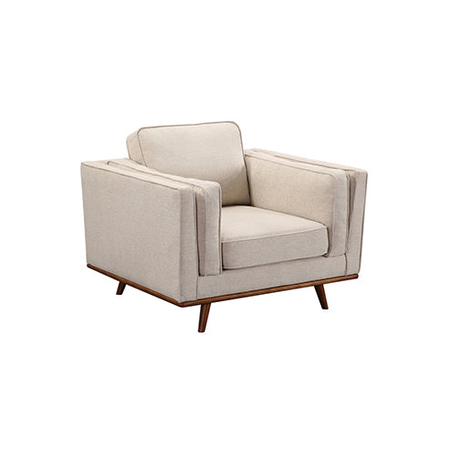 NNEDSZ Seater Armchair Sofa Modern Lounge Accent Chair in Beige Fabric with Wooden Frame