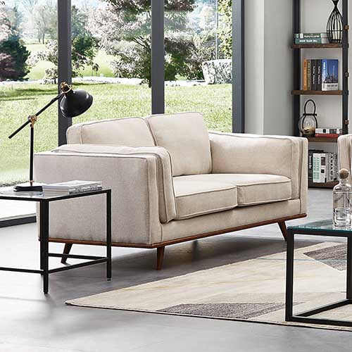 NNEDSZ Seater Sofa Beige Fabric Modern Lounge Set for Living Room Couch with Wooden Frame