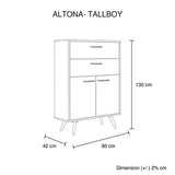 NNEDSZ 4 Drawers Tallboy Storage Cabinet Wood
