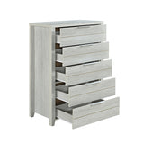 NNEDSZ with 5 Storage Drawers Natural Wood like MDF in White Ash Colour