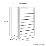 NNEDSZ with 5 Storage Drawers Natural Wood like MDF in White Ash Colour