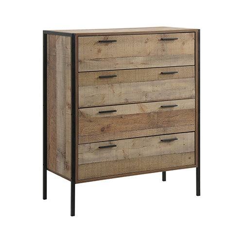 NNEDSZ 4 Storage Drawers Natural Wood Like Particle board Construction in Oak Colour