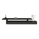 NNEDSZ Cabinet with 3 Storage Drawers Extendable With Glossy MDF Entertainment Unit in Black Color