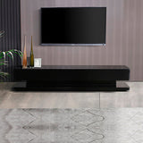 NNEDSZ Cabinet with 3 Storage Drawers With High Glossy Assembled Entertainment Unit in Black colour