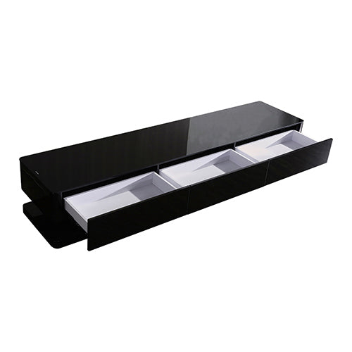 NNEDSZ Cabinet with 3 Storage Drawers With High Glossy Assembled Entertainment Unit in Black colour
