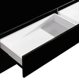 NNEDSZ Cabinet with 3 Storage Drawers With High Glossy Assembled Entertainment Unit in Black colour