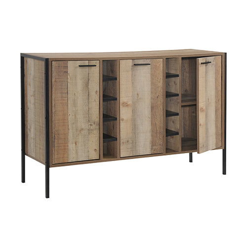 NNEDSZ Cabinet with 2 Strorage and open Selves Bar Cabinet Cupboard in Oak Colour