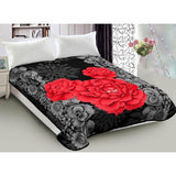 NNEDSZ 800GSM Luxury Reversible Mink Blanket Red Floral Queen 200 x 240 cm