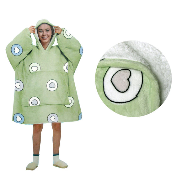 NNEDSZ Blanket Hoodie with Sherpa Reverse Apple Hearts