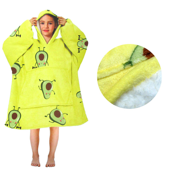 NNEDSZ Girls Comfy Warm Blanket Hoodie with Sherpa Fleece Reverse Avocado