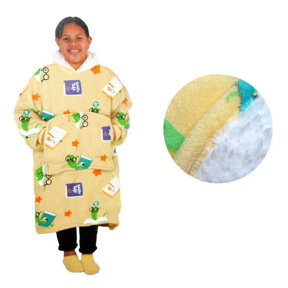 NNEDSZ Girls Comfy Warm Blanket Hoodie with Sherpa Fleece Reverse Bookworm