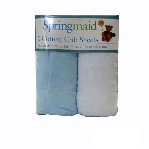 NNEDSZ 2 Piece of Baby Cot Cotton Fitted Sheet Blue & White