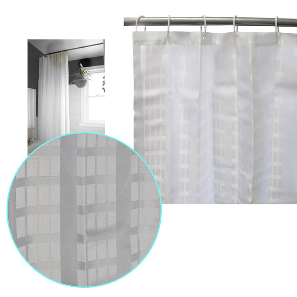 NNEDSZ Jacquard White Checkered Bathroom Shower Curtain 180cm wide x 210 cm long