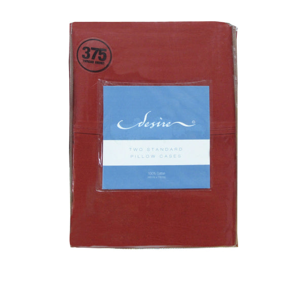 NNEDSZ Pair of Cotton Standard Pillowcases 375TC Burgundy