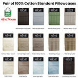 NNEDSZ Pair of Reve 100% Cotton Standard Pillowcases 48 x 74 cm Narrow Stripe Olive