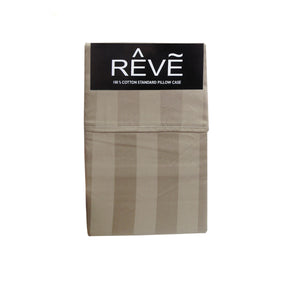 NNEDSZ Pair of Reve 100% Cotton Standard Pillowcases 48 x 74 cm Wide Stripe Taupe