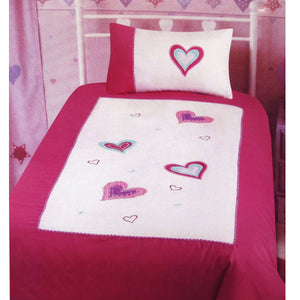 NNEDSZ Amia Hearts Embroidered Quilt Cover Set Single