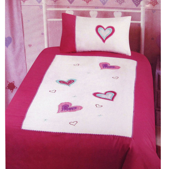 NNEDSZ Amia Hearts Embroidered Quilt Cover Set Single