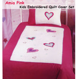 NNEDSZ Amia Hearts Embroidered Quilt Cover Set Single