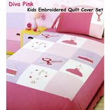 NNEDSZ Diva Girls Accessories Embroidered Quilt Cover Set Single