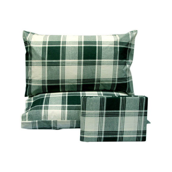 NNEDSZ Polyester Cotton Checkered Green Quilt Cover Set King