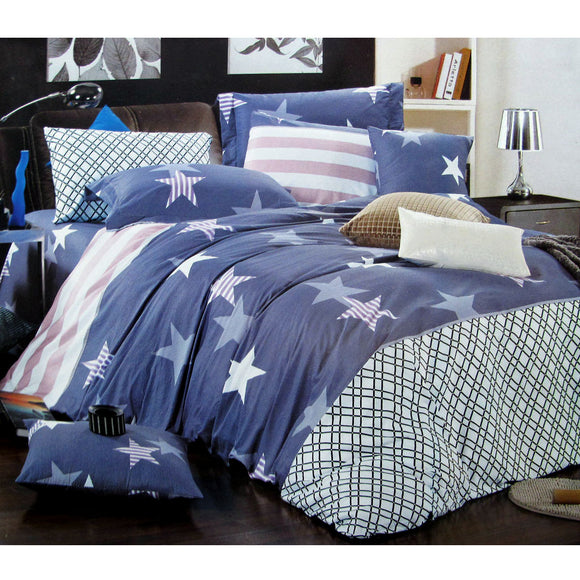 NNEDSZ 310TC Starry Love Cotton Printed Quilt Cover Set Single