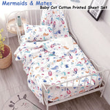 NNEDSZ Mermaids & Mates Baby 100% Cotton Printed Sheet Set Cot Size
