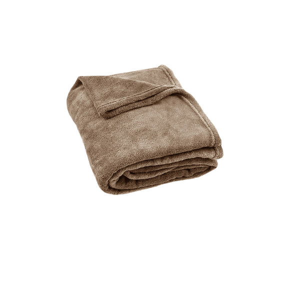 NNEDSZ Light Weight Coral Fleece Throw Rug 150x200 cm Latte