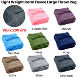 NNEDSZ Light Weight Coral Fleece Throw Rug 150x200 cm Moss