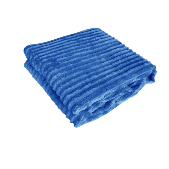 NNEDSZ 240GSM Corduroy Striped Throw Rug Blue