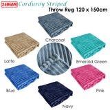 NNEDSZ 240GSM Corduroy Striped Throw Rug Blue