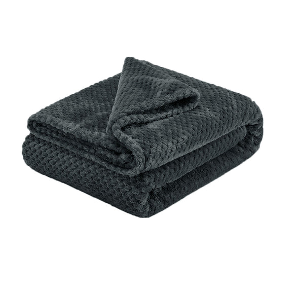 NNEDSZ Soft Diamond Fleece Throw Rug/Blanket Charcoal