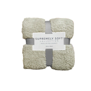 NNEDSZ Soft Woollen Feel Throw Rug/Blanket Stone