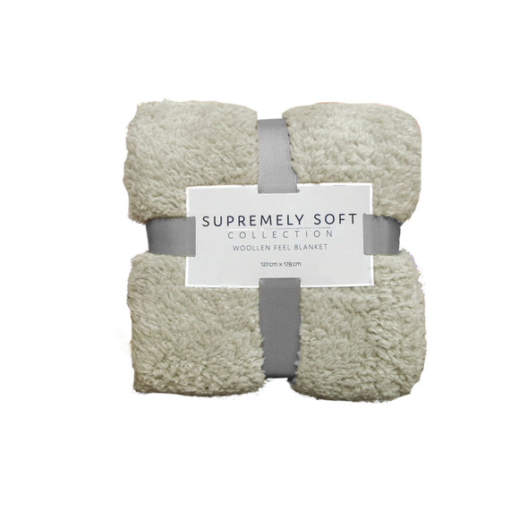 NNEDSZ Soft Woollen Feel Throw Rug/Blanket Stone