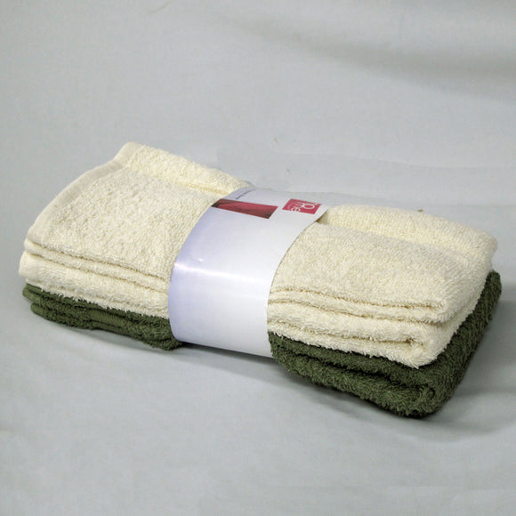 NNEDSZ Set of 4 Budget Cotton Hand Towels 42 x 67 cm Olive Cream