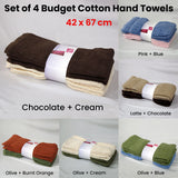 NNEDSZ Set of 4 Budget Cotton Hand Towels 42 x 67 cm Olive Cream