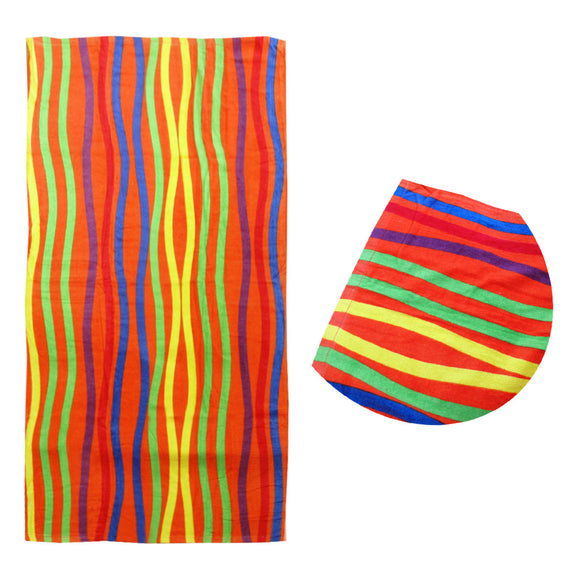 NNEDSZ Bright Stripes Cotton Velour Printed Beach Towel