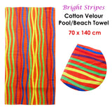 NNEDSZ Bright Stripes Cotton Velour Printed Beach Towel
