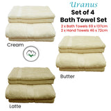 NNEDSZ Pack of 4 Uranus Cotton Bath Towel Set Cream