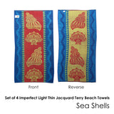 NNEDSZ Set of 4 Imperfect Jacquard Terry Beach Towels Sea Shells