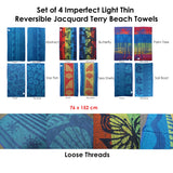 NNEDSZ Set of 4 Imperfect Jacquard Terry Beach Towels Sea Shells