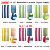 NNEDSZ Set of 2 Reversible Cabana Striped Towels Lime/Blue