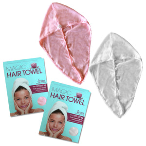 NNEDSZ Set of 2 Magic Quick Dry Microfibre Hair Dryer Towels Pink + White