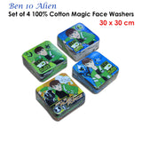 NNEDSZ Set of 4 Ben 10 Alien Magic 100% Cotton Face Washers