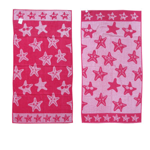 NNEDSZ Jacquard Velour Reversible Beach Towel Hot Pink Stars