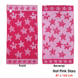 NNEDSZ Jacquard Velour Reversible Beach Towel Hot Pink Stars